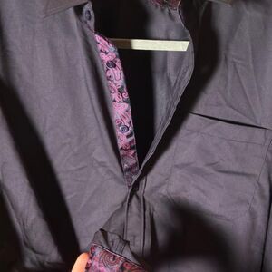 Hisdern Men's Black and Purple Shirt
